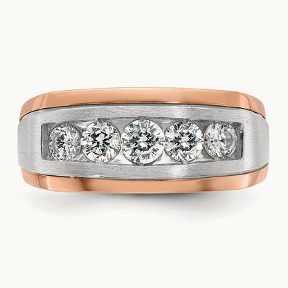 IBGoodman Men's Polished & Satin 5-Stone Diamond Ring, 14K Two-tone