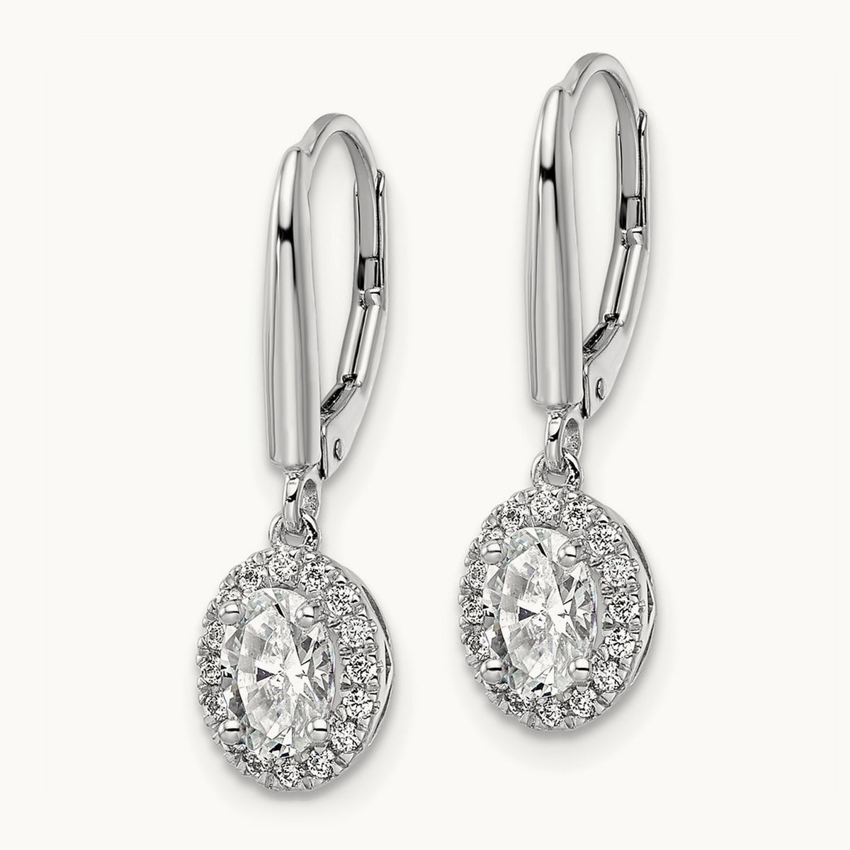 Oval Drop Leverback Earrings, 1.25 ct tw Lab-Grown Diamond