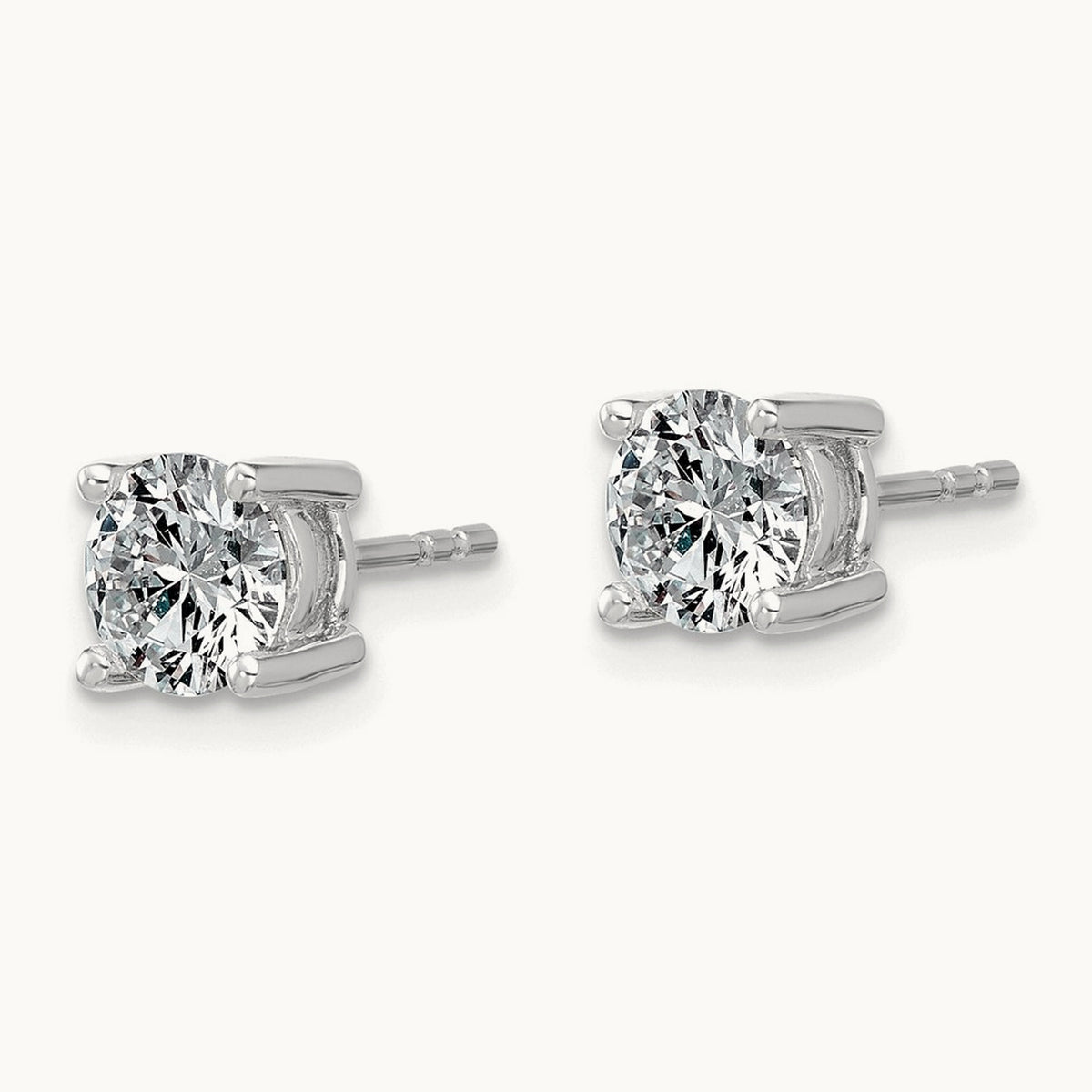 Round Lightweight Earrings, 0.25-6.00 ct tw Lab-Grown Diamond — 1 1/2 ct, 10K White Gold