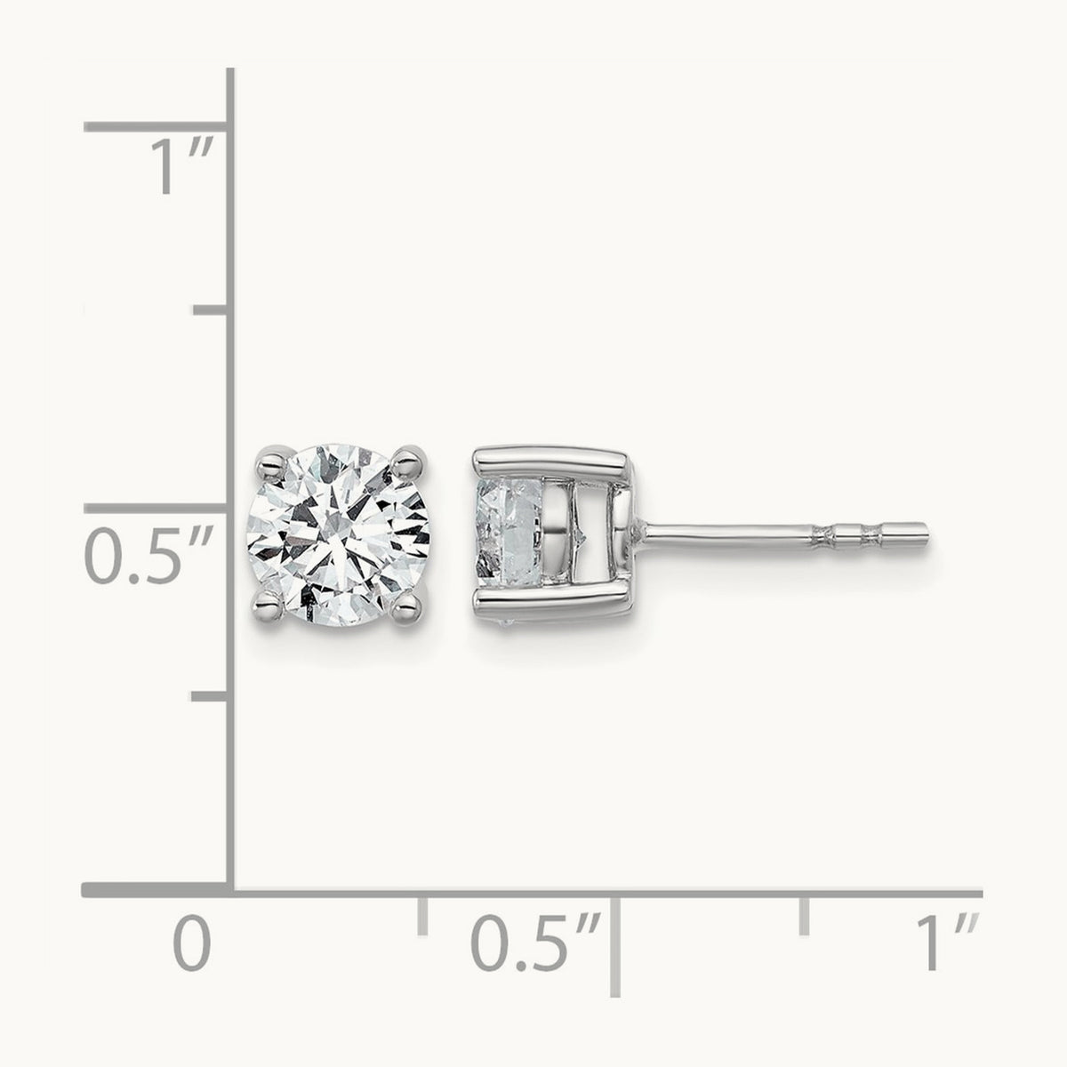 1/2ct Cert Lab Grown Diamond VS+ F+ Round Complete Stud Earrings, 18K White Gold