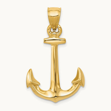 3-D Anchor Pendant, 14K