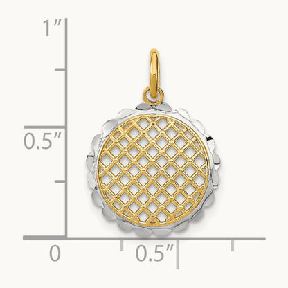 w/Rhodium D/C Sunflower Pendant Charm, 14K