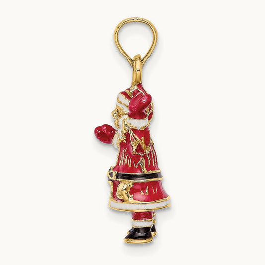 3-D Enamel Santa Charm, 14K
