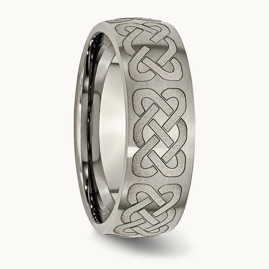 Brushed Celtic Laser Design Band — photo set