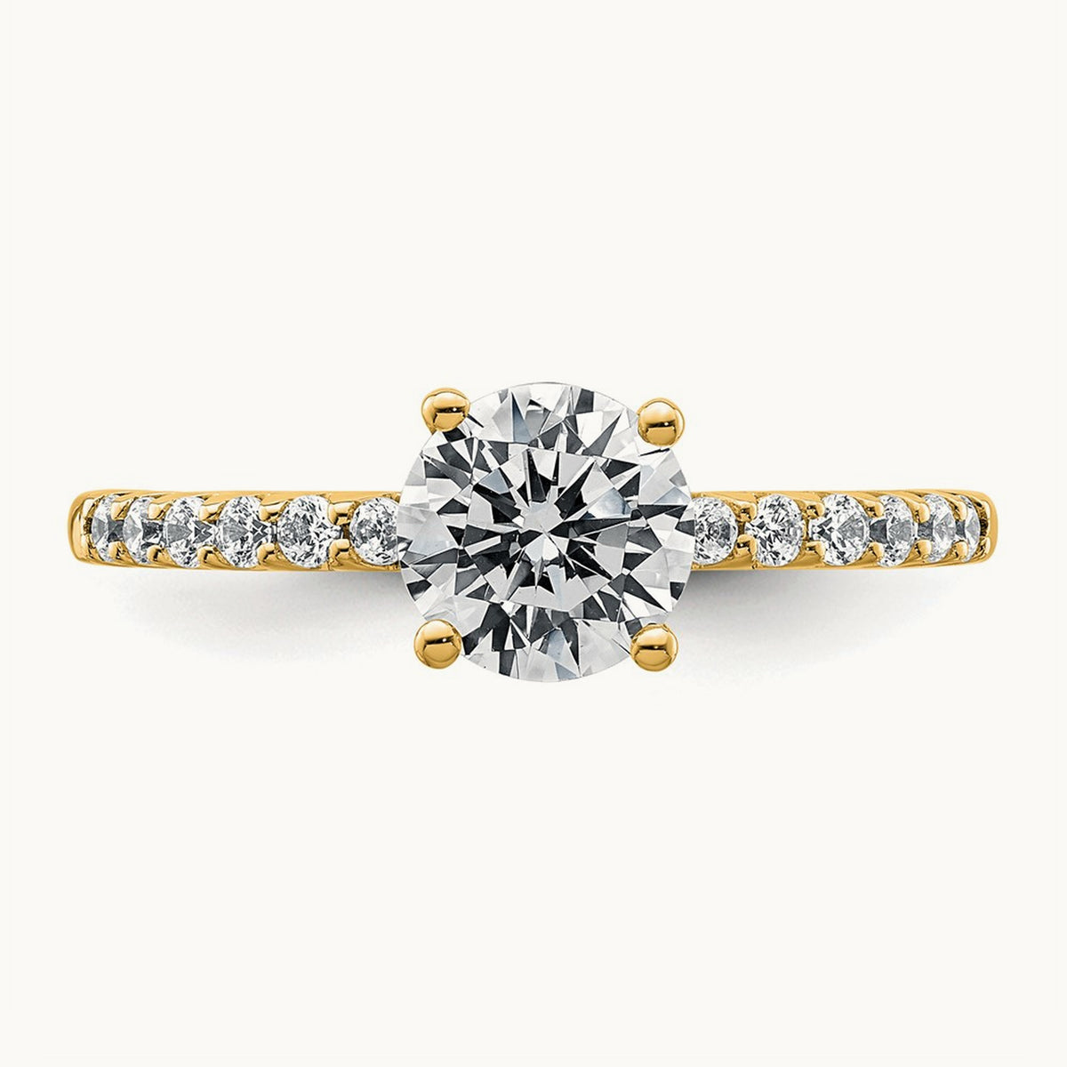 Round Engagement Ring, 1.25-2.75 ct tw Lab-Grown Diamond — 1 1/4 ct, 14K Yellow Gold