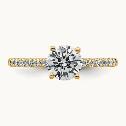 Round Engagement Ring, 1.25-2.75 ct tw Lab-Grown Diamond — 1 1/4 ct, 14K Yellow Gold