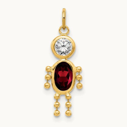 January Boy Birthstone Charm, 14K