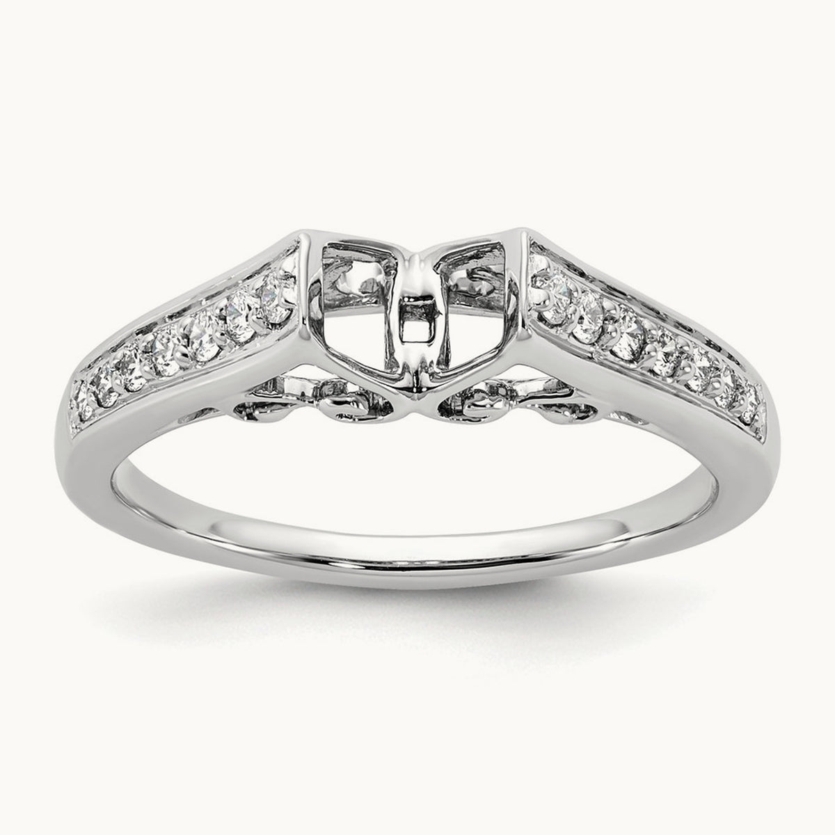 Semi-Mount Peg Set Engagement Ring, 0.20 ct tw Lab-Grown Diamond