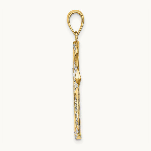 And Diamond-cut Reversible Cross Charm with rhodium — 26.3mm