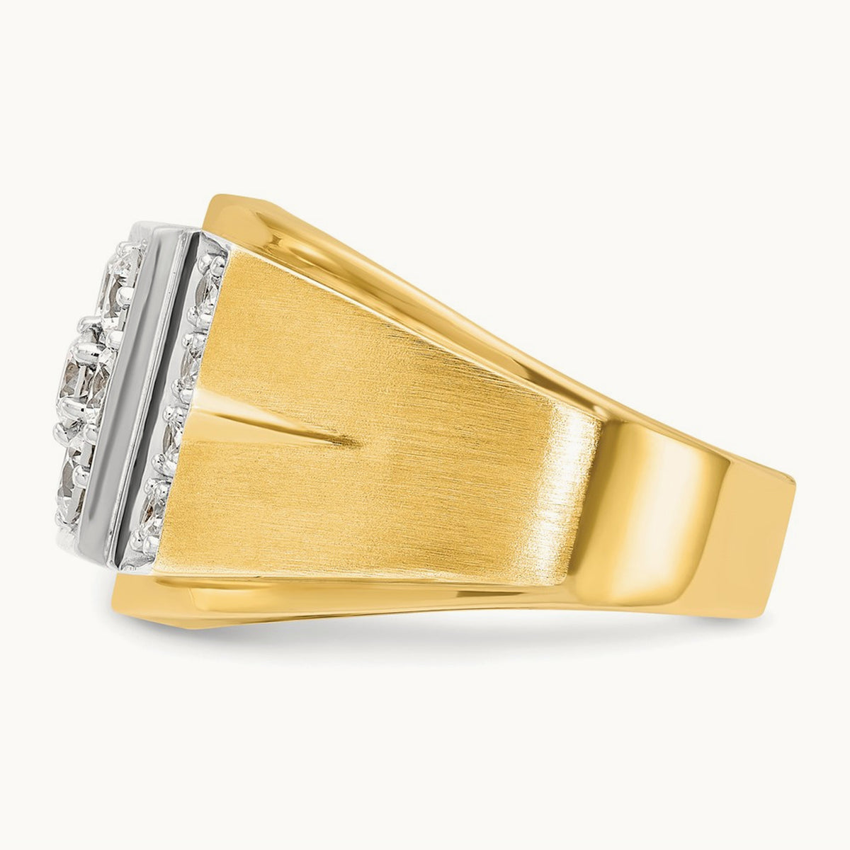IBGoodman Men's Polished and Satin Diamond Cluster Ring, 14K Two-tone