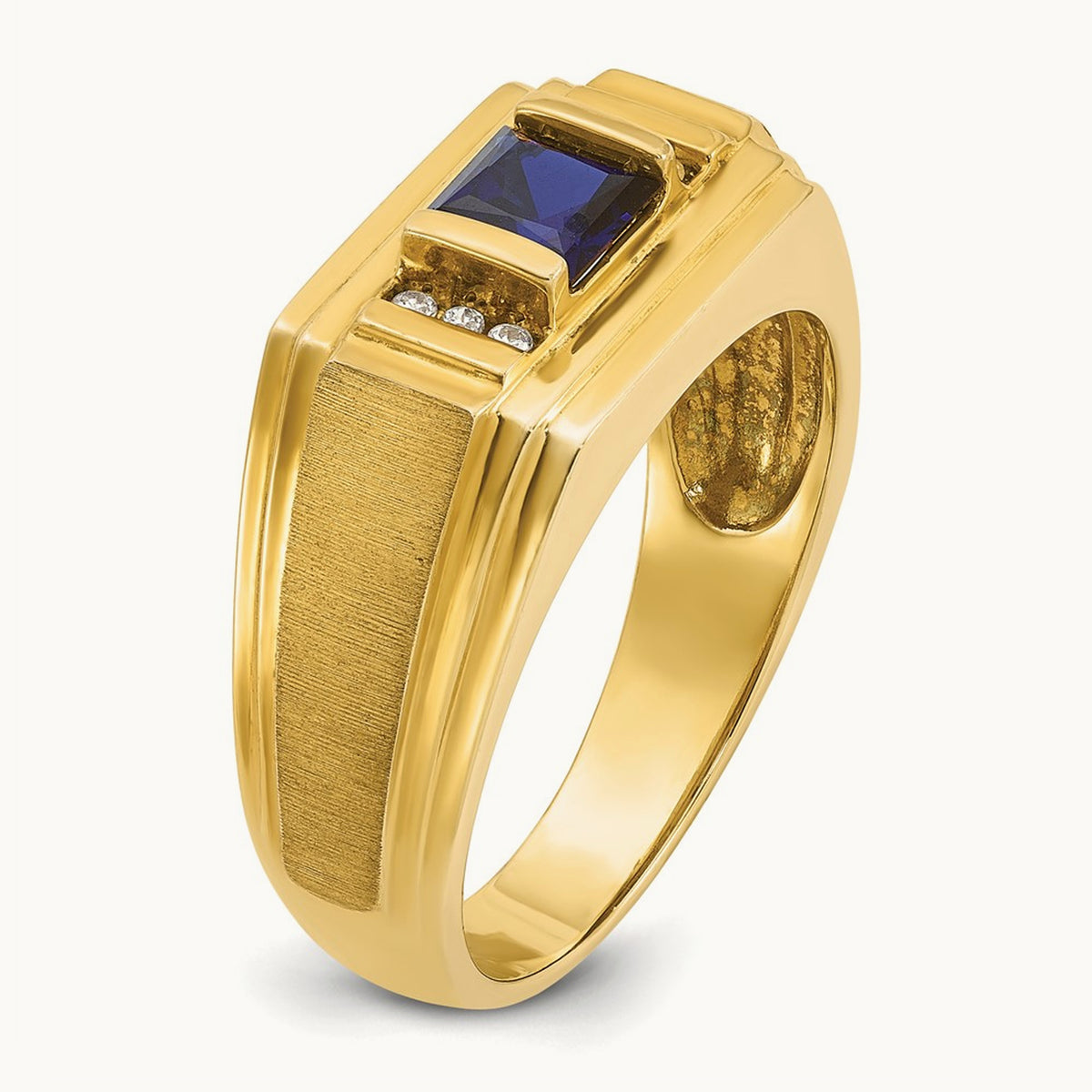IBGoodman Men's Cr.Sapphire and Diamond Satin Complete Ring, 14K