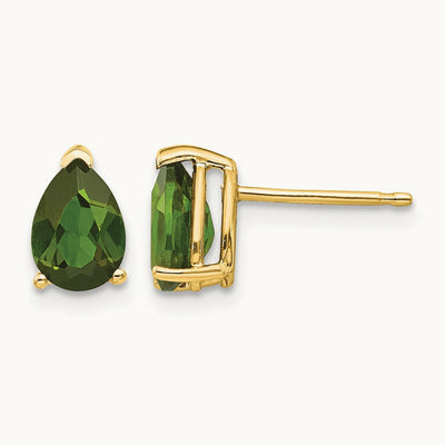 Green Tourmaline Earrings, 14K