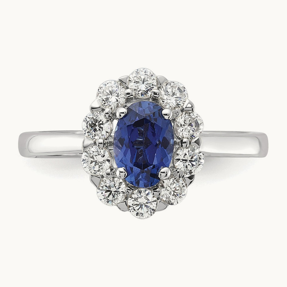 Created Sapphire Halo Ring, 0.50 ct tw Lab-Grown Diamond — photo set