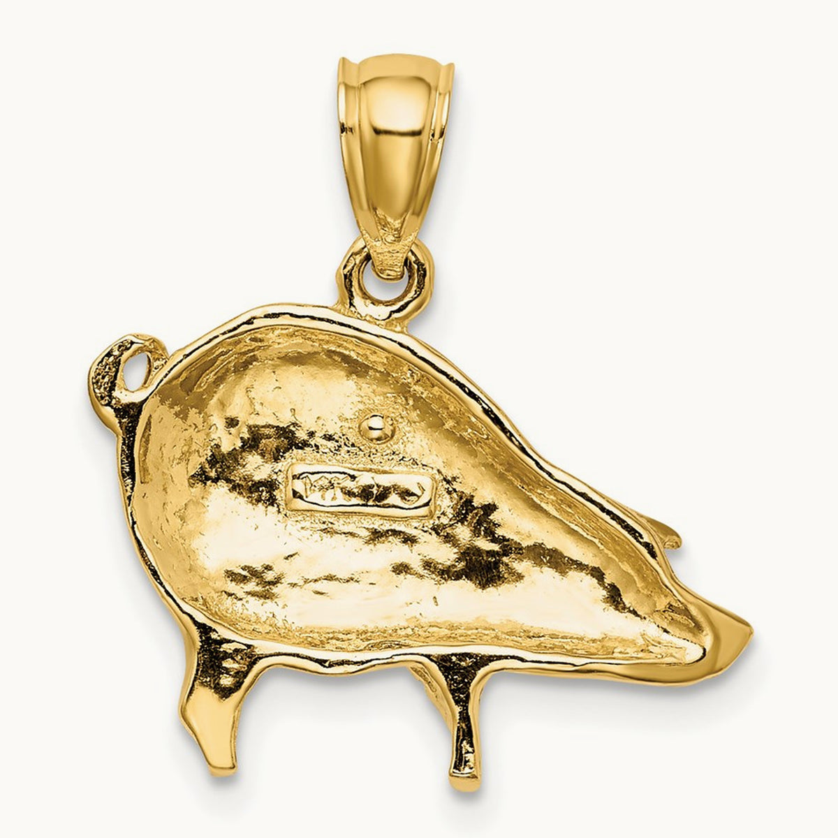 Polished Pig Charm, 14K
