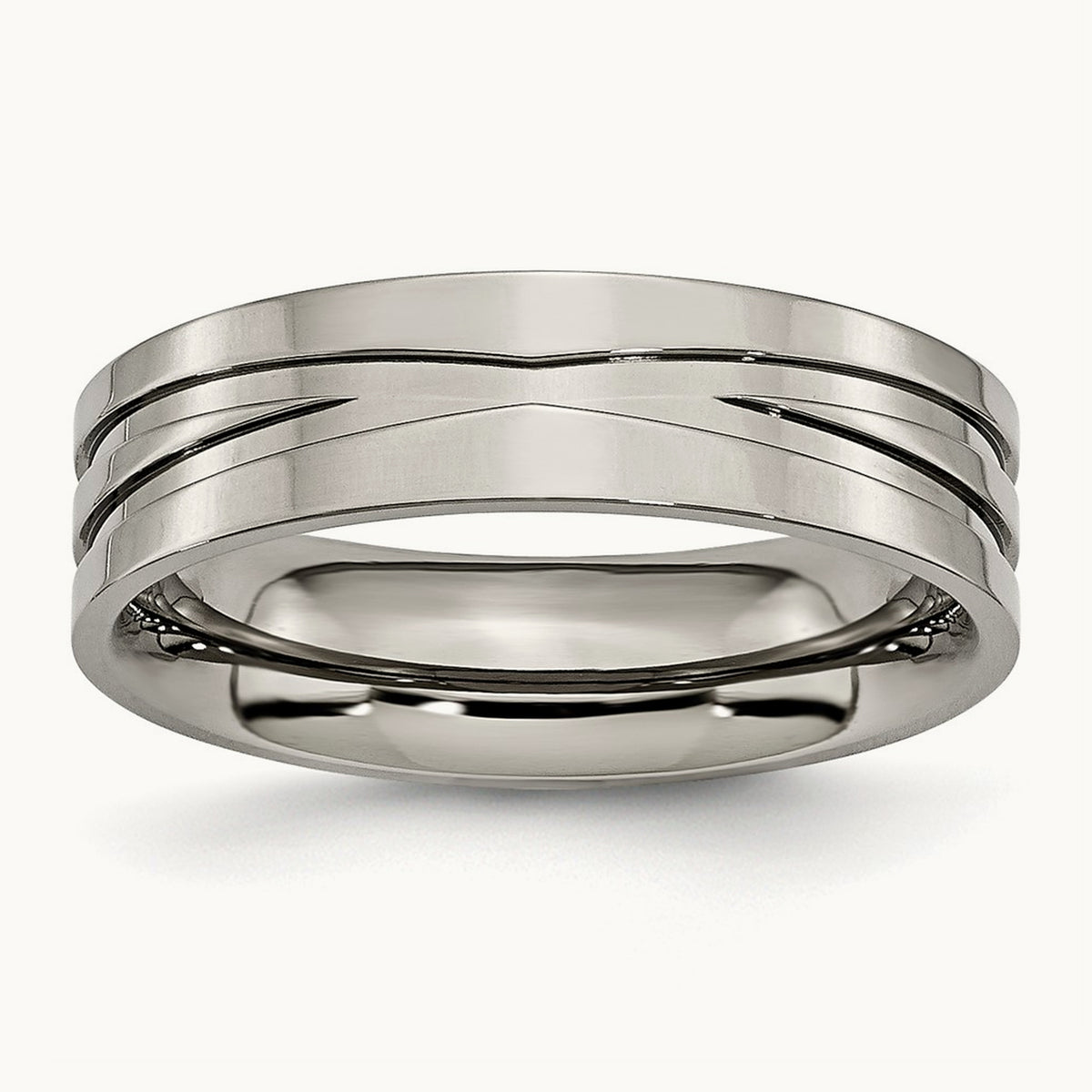 Polished Grooved Band, 6mm, Titanium