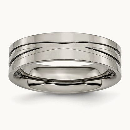 Polished Grooved Band, 6mm, Titanium