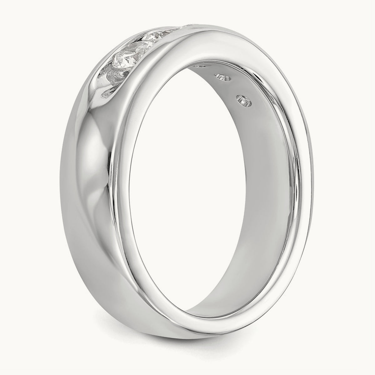 5- Stone Channel Band, 3.7mm, 14K White Gold