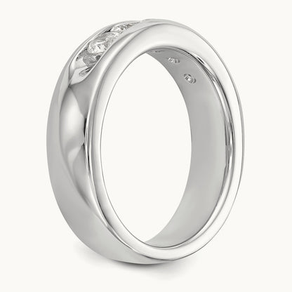 5- Stone Channel Band, 3.7mm, 14K White Gold