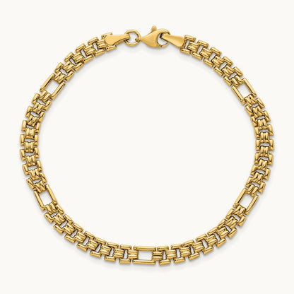 Polished Fancy Link 7.5in Bracelet, 14K
