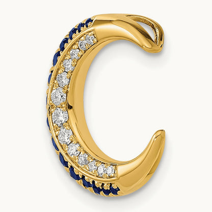 Polished Moon Sapphire and Diamond Chain Slide, 14K