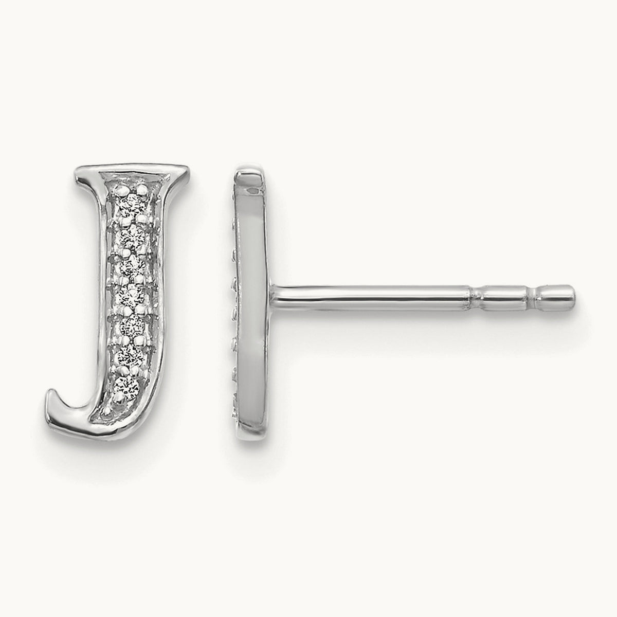 Diamond Earrings — 14K White Gold, 8mm, J