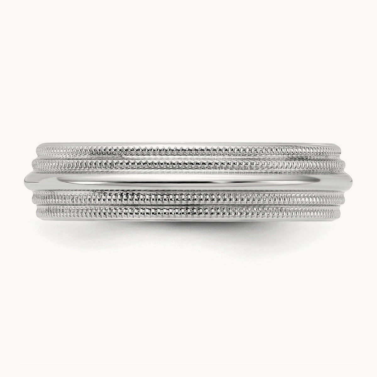 Double Milgrain Comfort Fit Band, 5mm, 10K White Gold