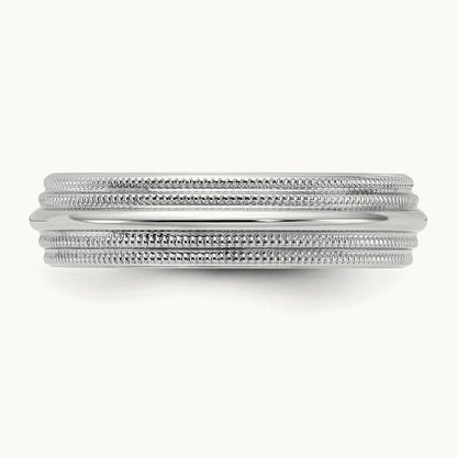 Double Milgrain Comfort Fit Band, 5mm, 10K White Gold