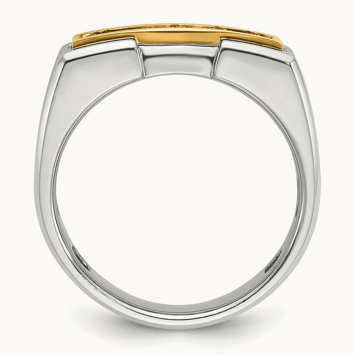 14ktt IBGoodman Men's Polished & Grooved 5-Stone Diamond Ring