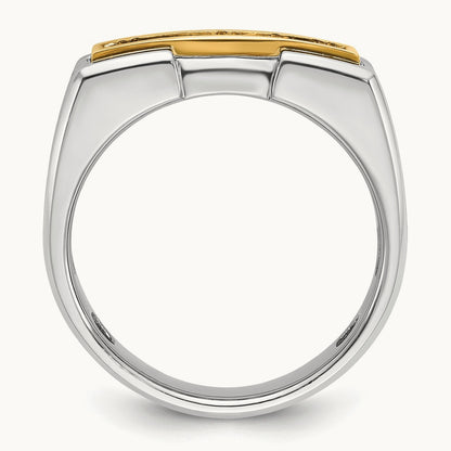14ktt IBGoodman Men's Polished & Grooved 5-Stone Diamond Ring