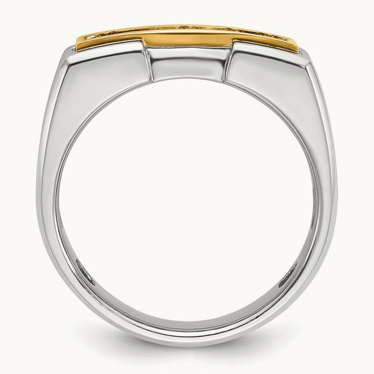 14ktt IBGoodman Men's Polished & Grooved 5-Stone Diamond Ring
