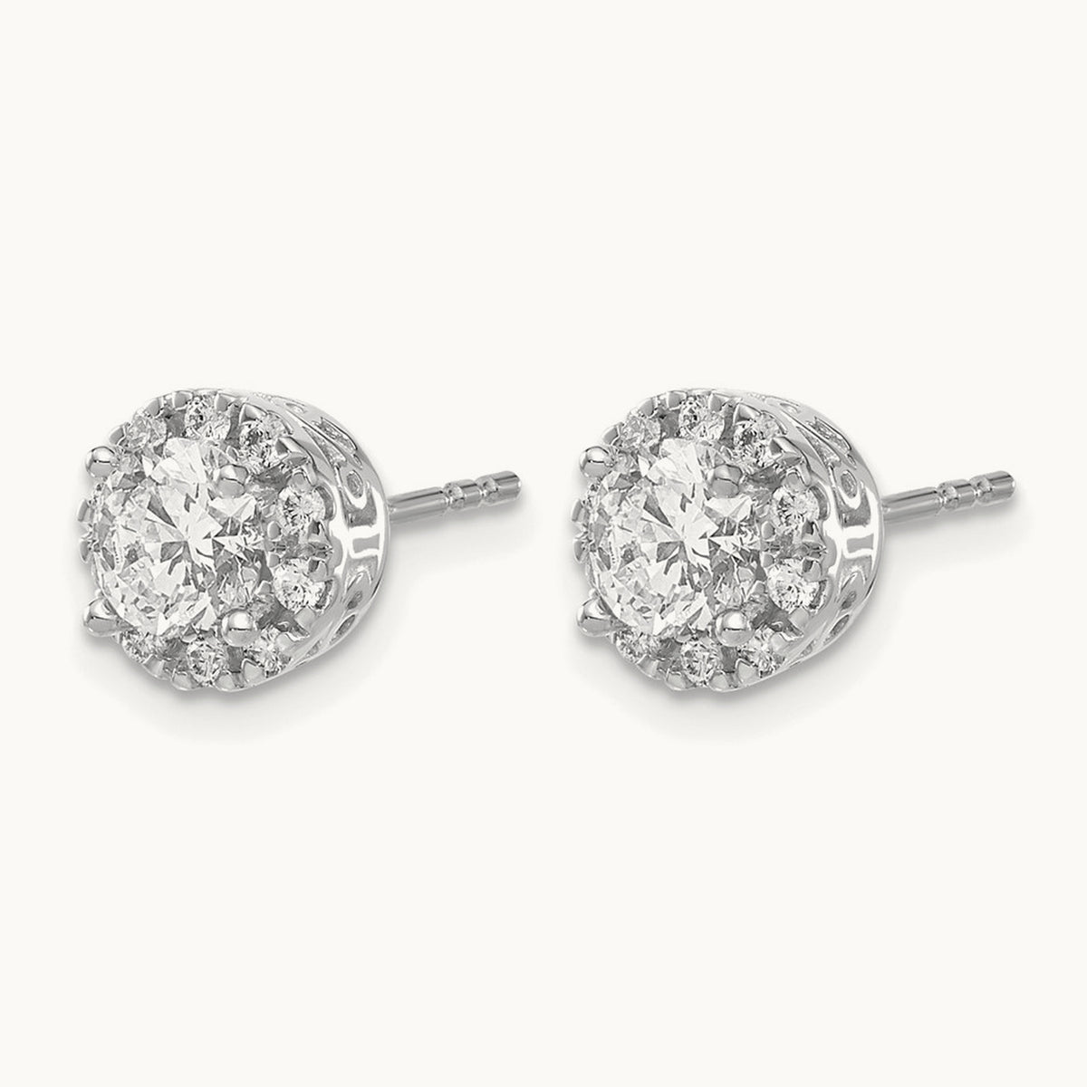Halo Post Earrings, 1.00 ct tw Lab-Grown Diamond — 14K White Gold
