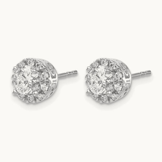 Diamond Semi-mount Stud Earrings, 14K White Gold