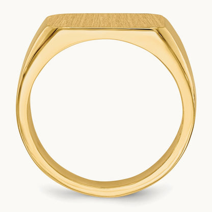 15.0x10. Closed Back Mens Signet Ring, 0mm, 14K