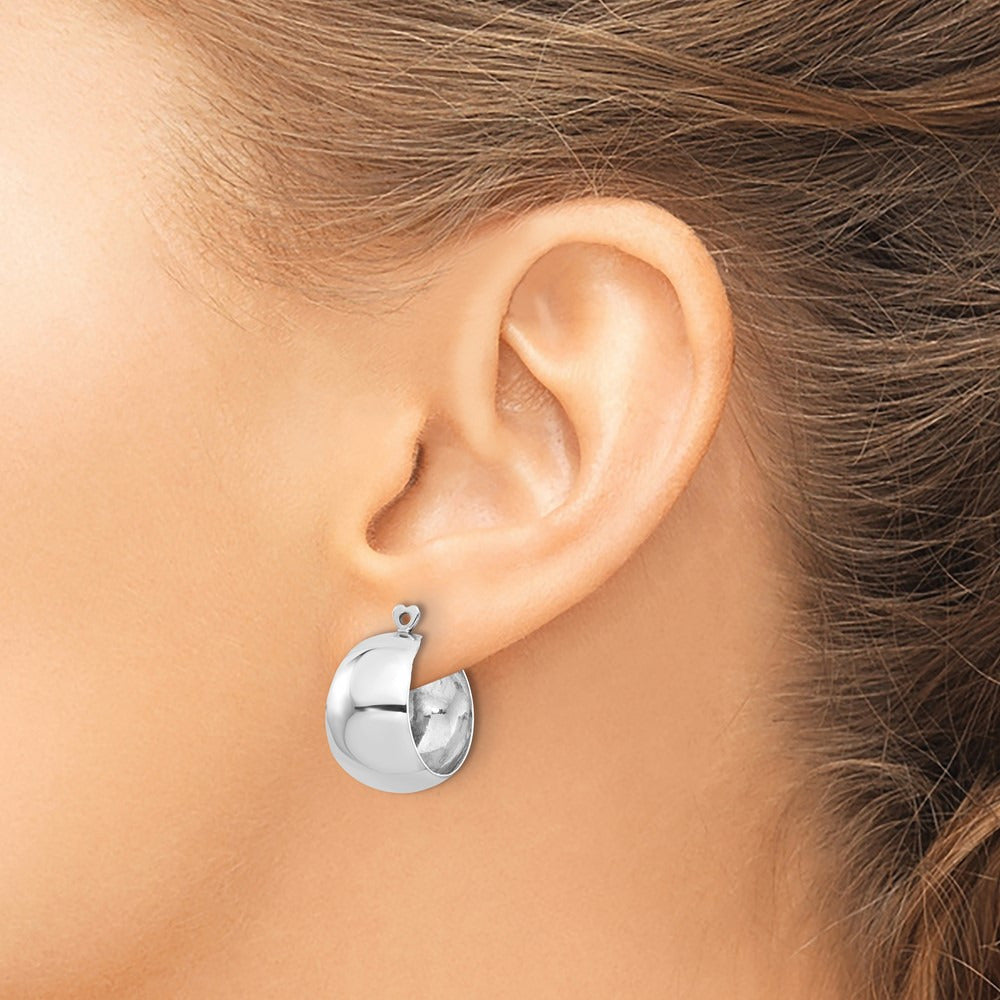 Polished Hoop Earring Jackets — 14K White Gold, 20mm