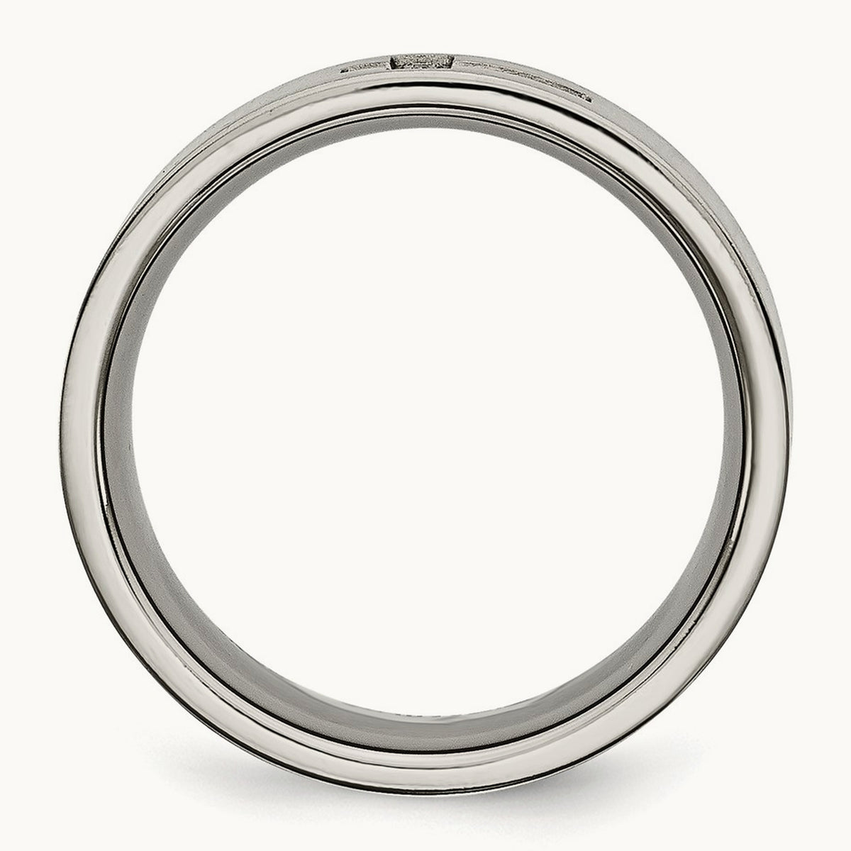Brushed 1/15ct Diamond Cross Flat Band, 8mm, Titanium