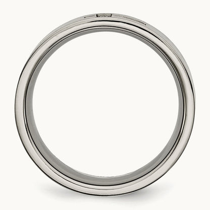 Brushed 1/15ct Diamond Cross Flat Band, 8mm, Titanium