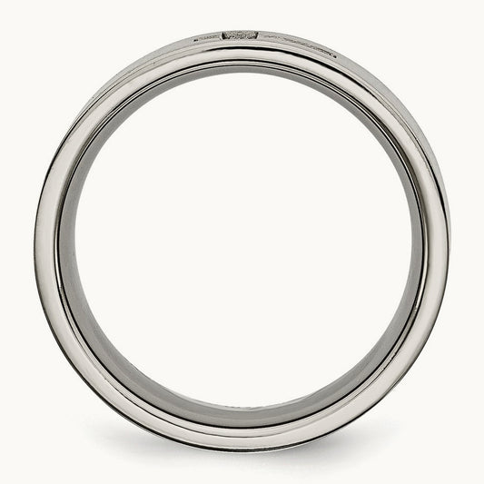 Brushed 1/15ct Diamond Cross Flat Band, 8mm, Titanium
