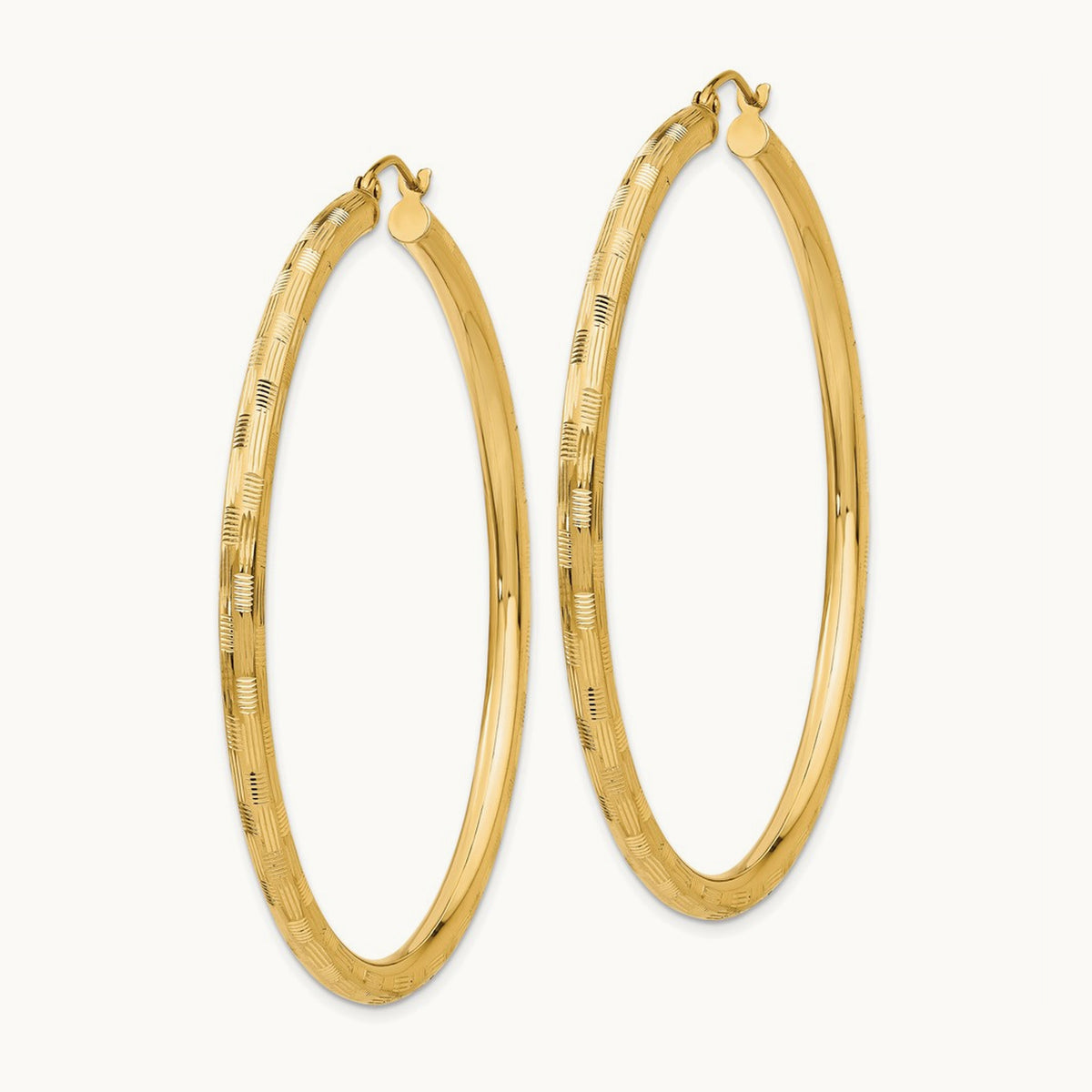 Diamond-cut Hoop Earrings, 14K