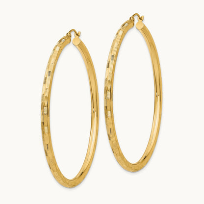 Diamond-cut Hoop Earrings, 14K