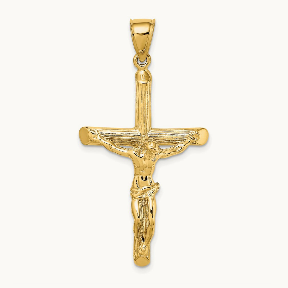Textured Crucifix Charm — 14K Yellow Gold, 47.1mm