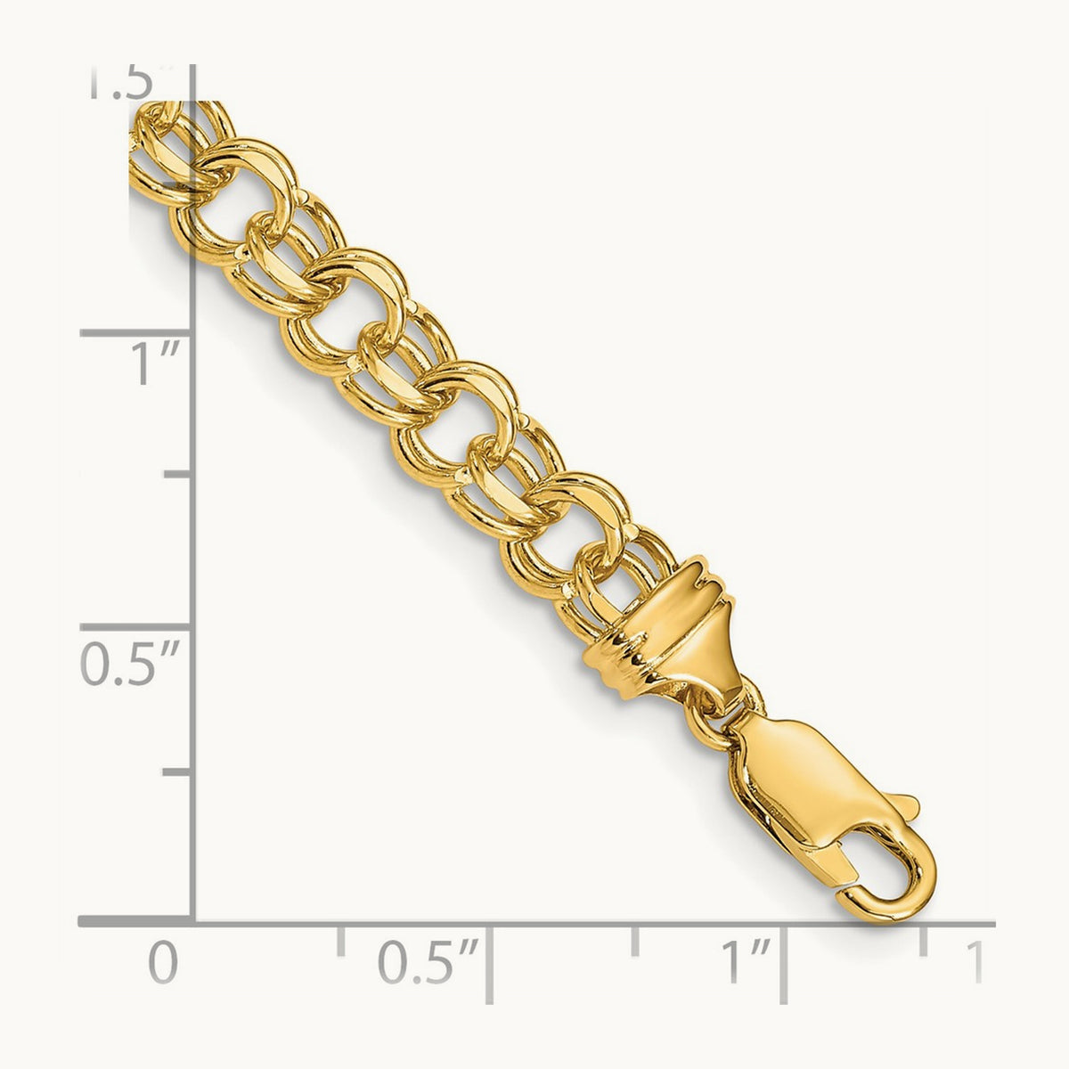 7in Solid Double Link Charm Bracelet — 14K Yellow Gold, 5.5mm