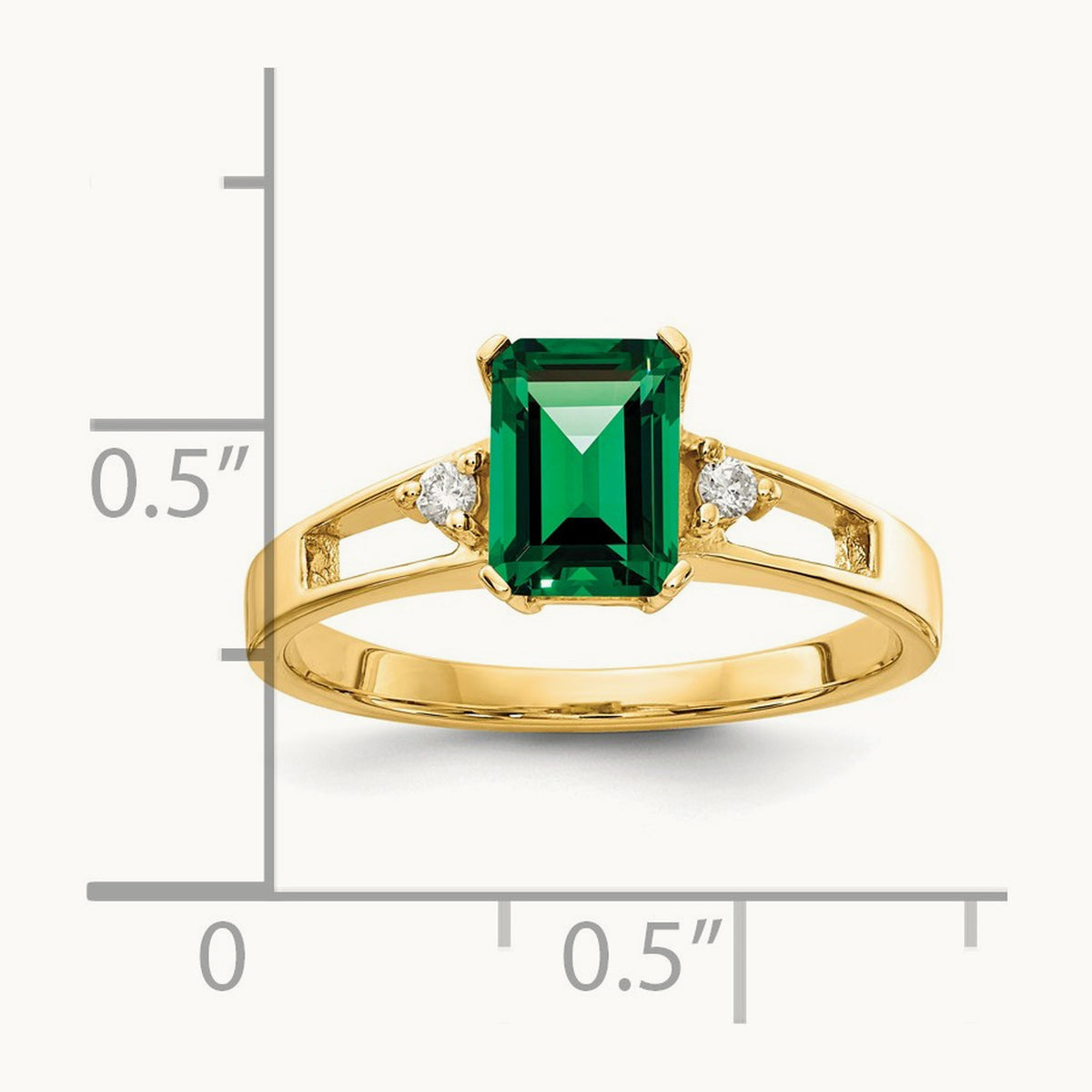 7x5mm Emerald Cut Mount St. Helens AA Diamond ring, 14K