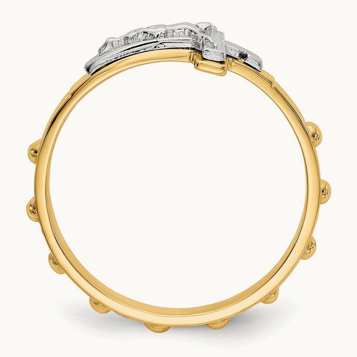 Crucifix Rosary Ring, 14K Two-tone