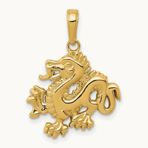 Solid Polished Dragon Pendant — 23mm