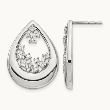 Diamond Post Earrings, 14K White Gold