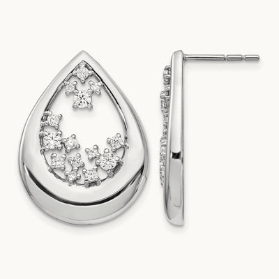 Diamond Post Earrings, 14K White Gold