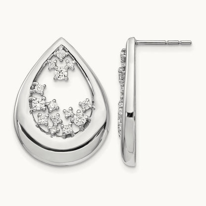 Diamond Post Earrings, 14K White Gold