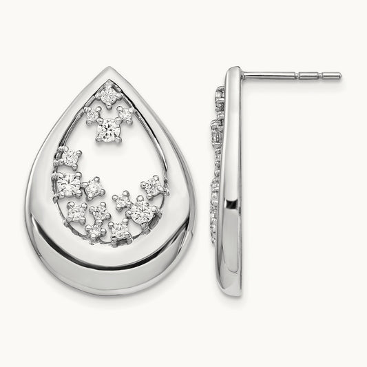 Diamond Post Earrings, 14K White Gold