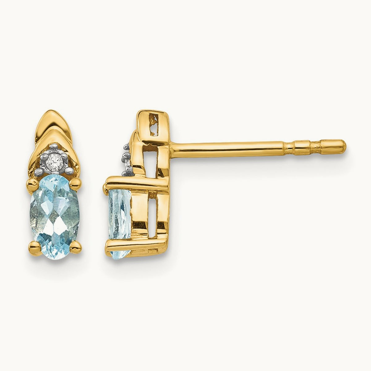 Aquamarine and Diamond Earrings — 9mm