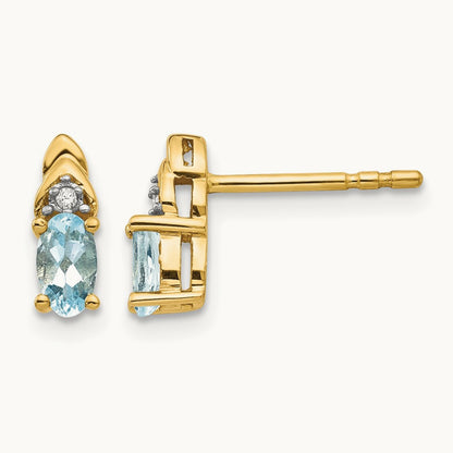 Aquamarine and Diamond Earrings — 9mm
